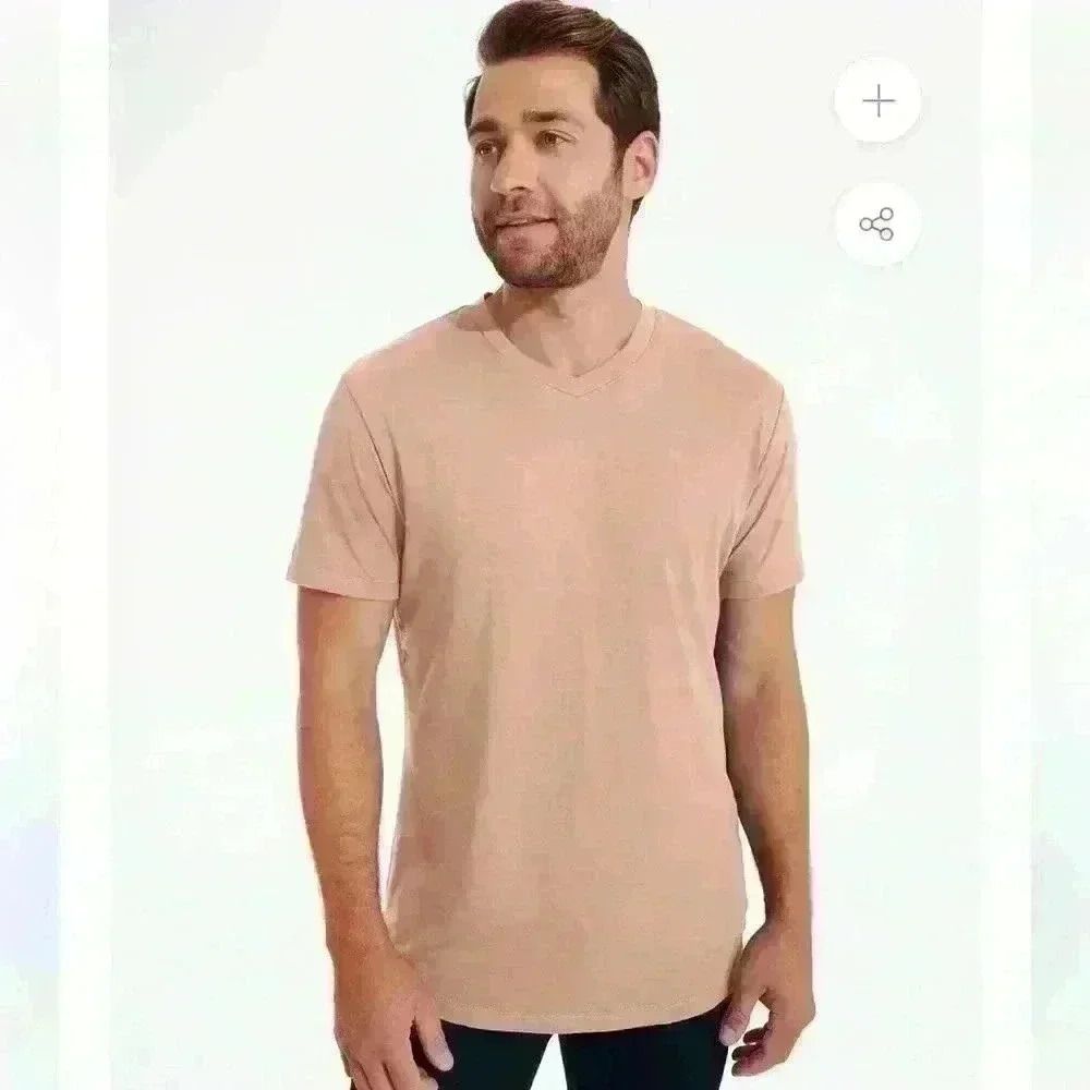 Swet Tailor Men’s Softest V Neck T-Shirt Pearl Blush Size Medium